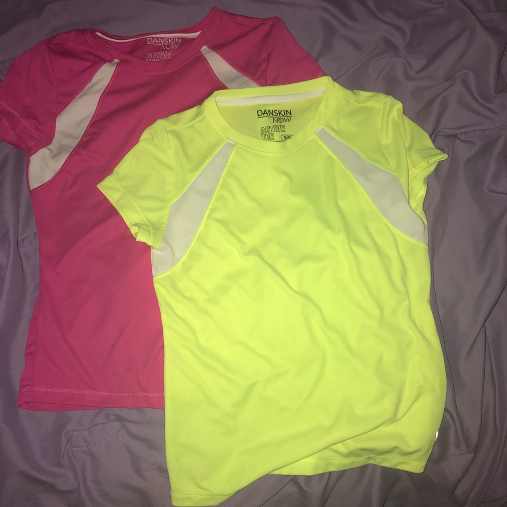 Danskin Now Active Tees Sz 14/16 Girls pink/yellow